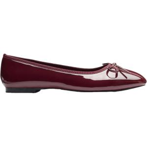 CIDER Bow Decor Square Toe Ballet Mary Jane Flats(Wine)