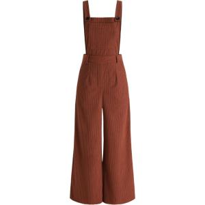 CIDER Corduroy Overalls for Women Wide Leg Jumpsuits Adjustable Straps One Piece Jumpsuit Dressy Trendy 2025(Orange)
