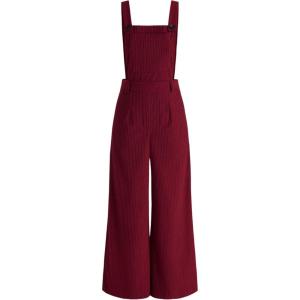 CIDER Corduroy Overalls for Women Wide Leg Jumpsuits Adjustable Straps One Piece Jumpsuit Dressy Trendy 2025(Red)
