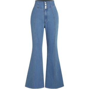 CIDER Denim High Waist Flared Jeans(Denim)