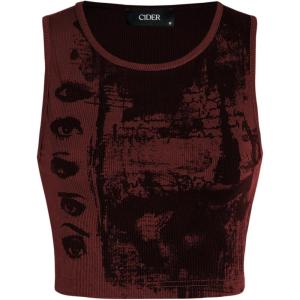 CIDER Eye Pattern Sleeveless Tank Top(Red)