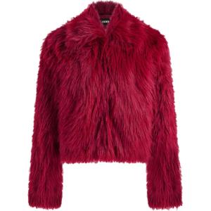 CIDER Faux Fur Collar Solid Jacket(Wine)