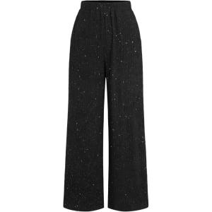 CIDER Glitter Pants for Women Wide Leg High Waist Sequin Pants Party Sparkle Night Out Pants(Black)