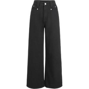 CIDER Jeans for Women High Waist Wide Leg Denim Pants Straight Leg Trouser Pants Mid Waist Trendy(Black)