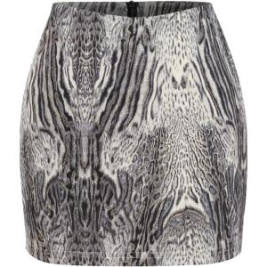 CIDER Leopard Zipper Mini Skirt(Grey)