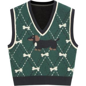CIDER Puppy Argyle Knit Vest(Green)