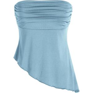 CIDER Ruched Asymmetrical Hem Tube Top(Sky Blue)