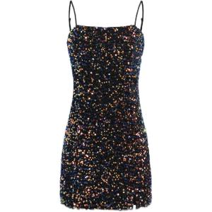 CIDER Sequin Cami Split Short Dress(Black)