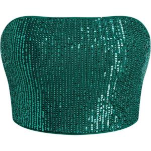 CIDER Sequins Crop Tube Top(Dark Green)