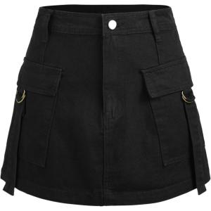 CIDER Solid Cargo Mini Skirt(Black)