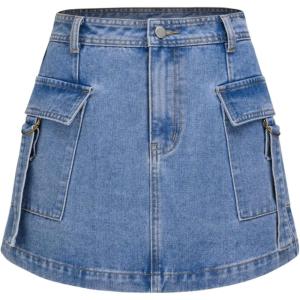 CIDER Solid Cargo Mini Skirt(Denim)