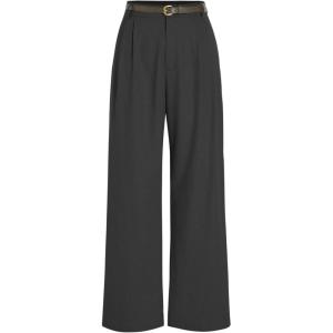 CIDER Solid Linen Blend Belted Wide Leg Pants(Black)