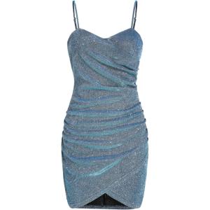 CIDER Sweetheart Neckline Glitter Bodycon Dress(Blue)