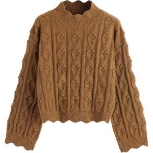 CIDER Tractor Textured High Neck Sweater(Ginger)
