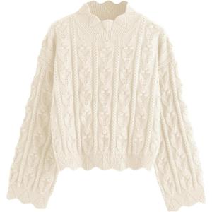CIDER Tractor Textured High Neck Sweater(Ivory)