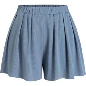 CIDER Women Shorts Elastic Waist Wide Leg Flowy Baggy Boxer Shorts Summer Vacation Boho Casual Outfits 2025(Blue)