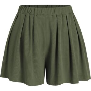 CIDER Women Shorts Elastic Waist Wide Leg Flowy Baggy Boxer Shorts Summer Vacation Boho Casual Outfits 2025(Olive Green)