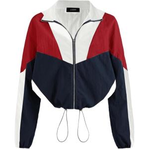 CIDER Women’s Color Block Drawstring Jacket(Blue)