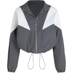 CIDER Women’s Color Block Drawstring Jacket(Grey)