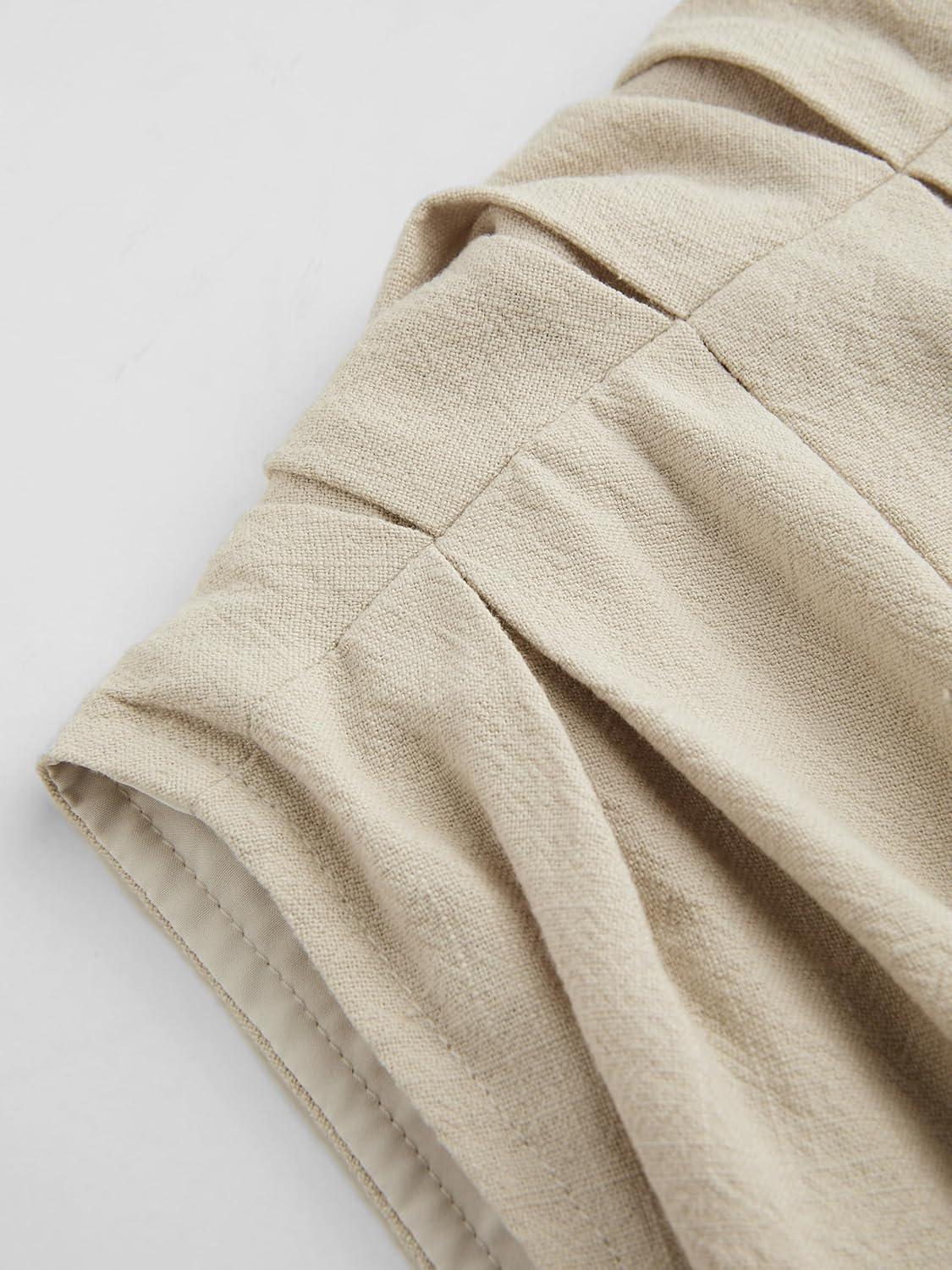 imageCIDER French Riviera Vacation VNeck Ruched Button Corset Solid Tank TopBeige