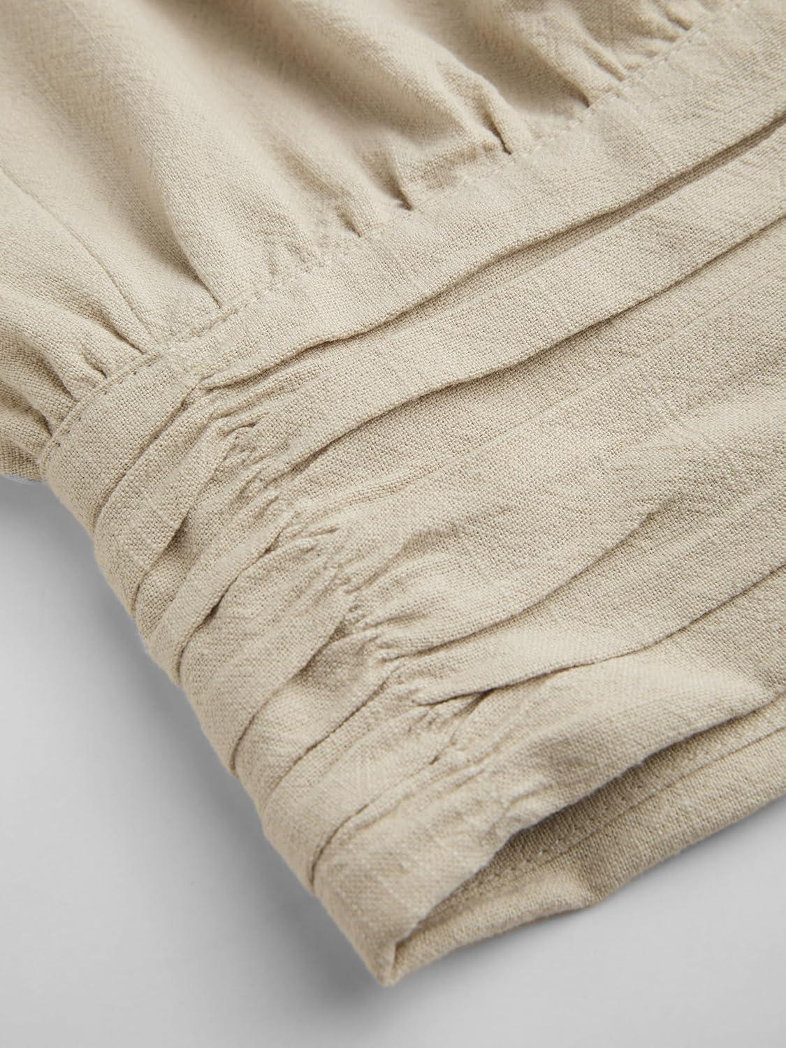 imageCIDER French Riviera Vacation VNeck Ruched Button Corset Solid Tank TopBeige