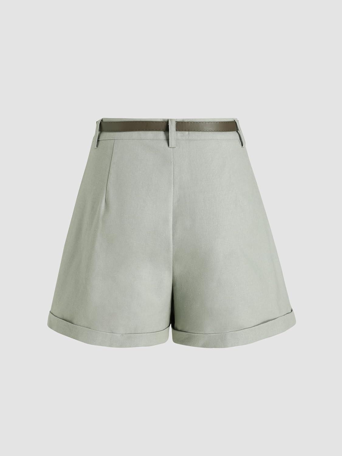 imageCIDER High Waist Belted Wide Leg ShortsGreen