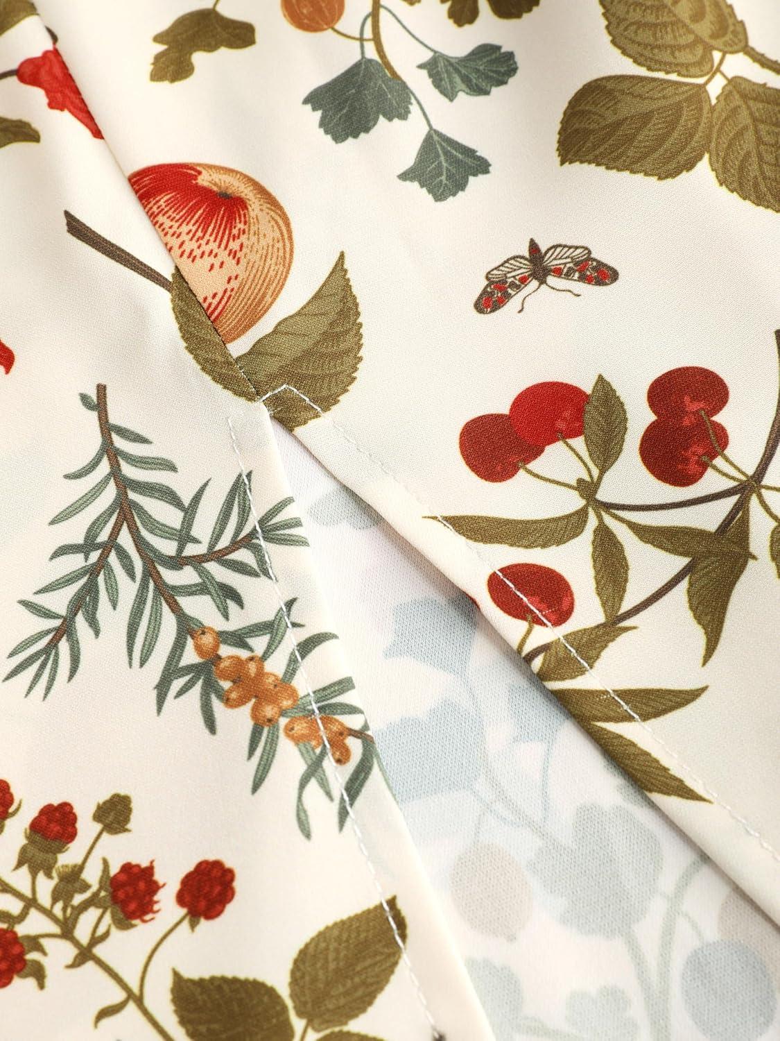 imageCIDER Plus Size Midi Dress Summer Fruit Patterned Square Neck Puff Sleeve Boho Vacation Casual Midi Dress for Curvy WomenIvory