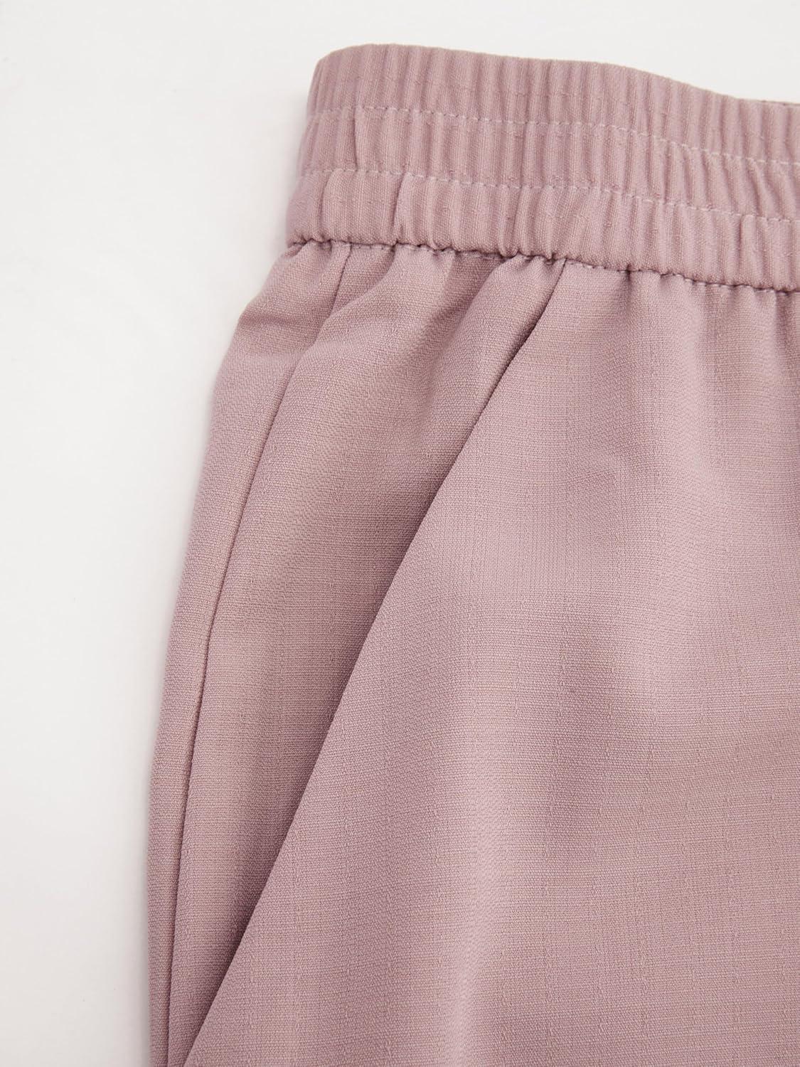 imageCIDER Solid High Waist Pleated Wide Leg Trousers Curve ampamp PlusPink