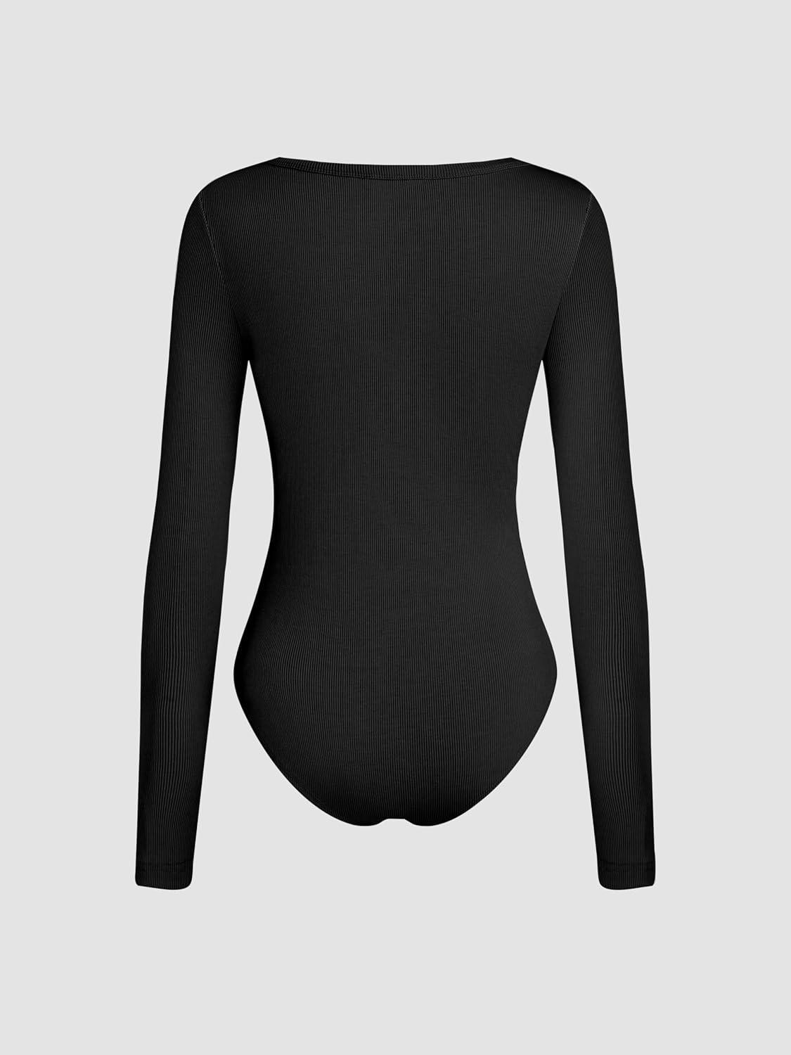 imageCIDER Womens Uneckline Solid BodysuitBlack