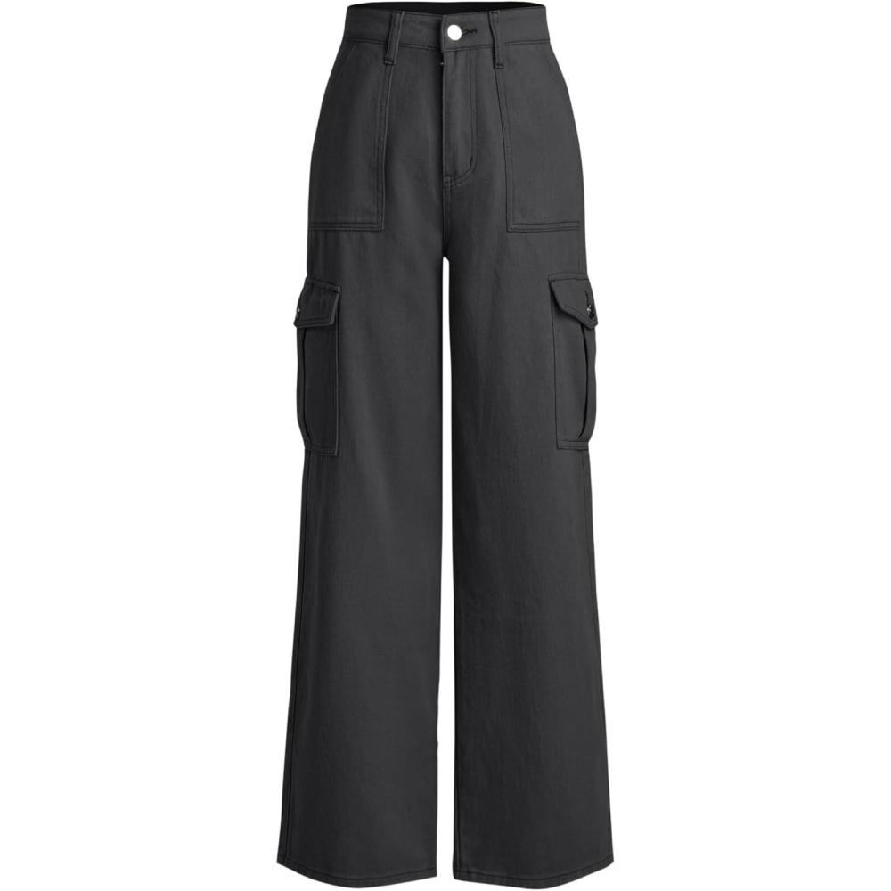 imageCIDER Alessia Solid Cargo JeansBlack