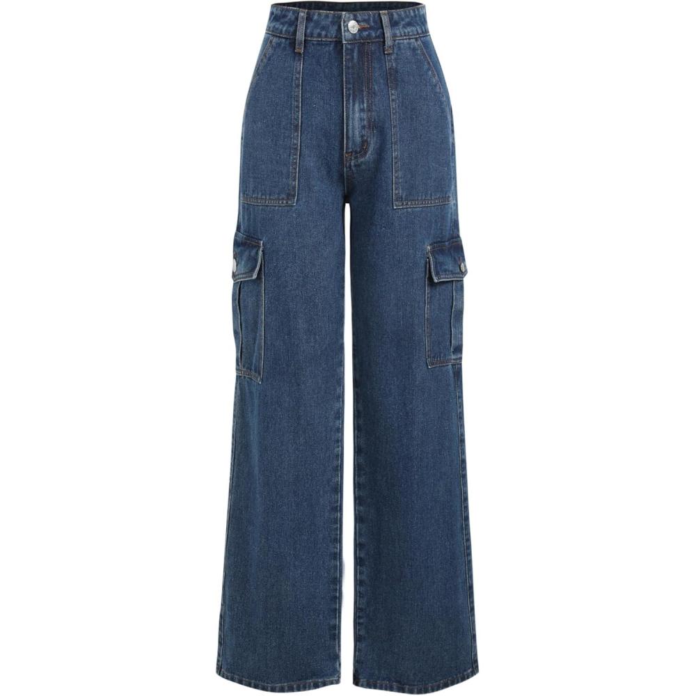 imageCIDER Alessia Solid Cargo JeansBlue