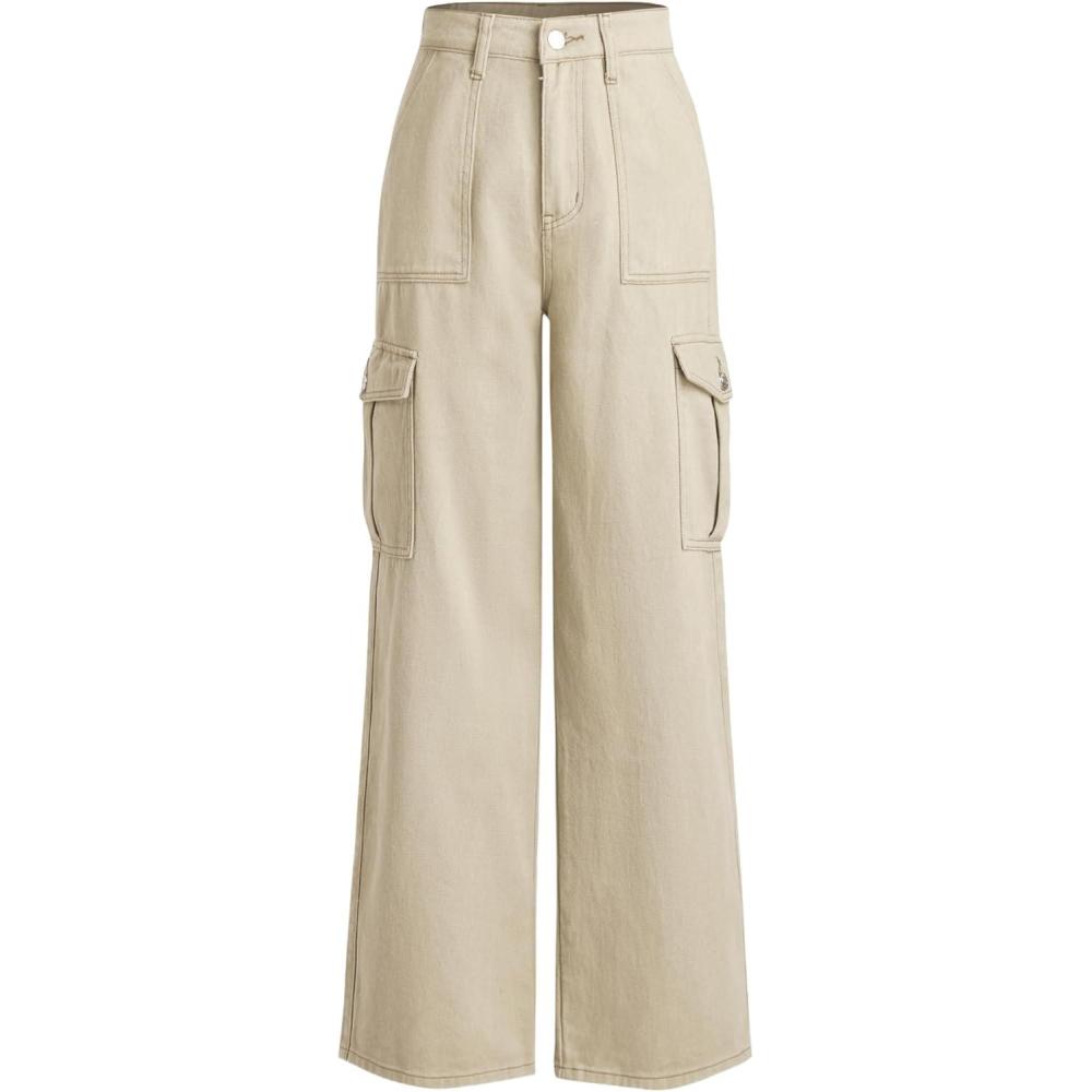 imageCIDER Alessia Solid Cargo JeansKhaki