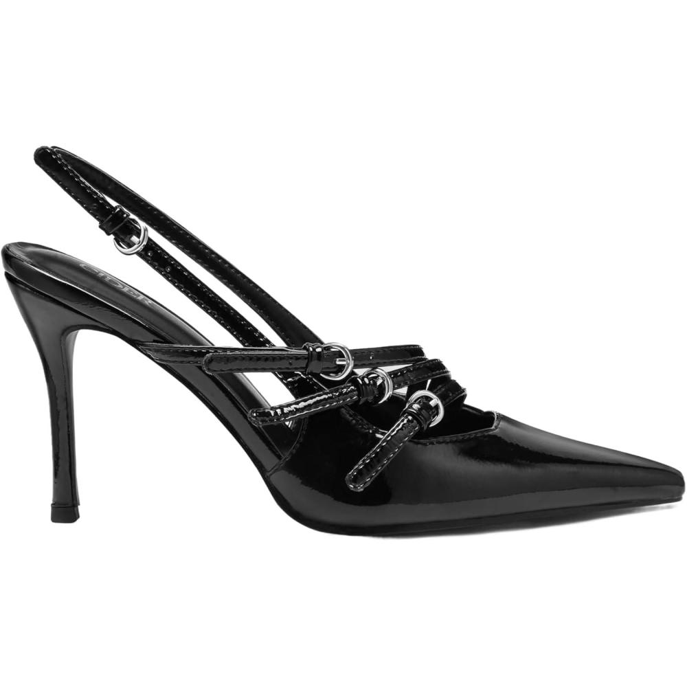 imageCIDER Buckleembellished Slingback Pointed Toe HeelsBlack