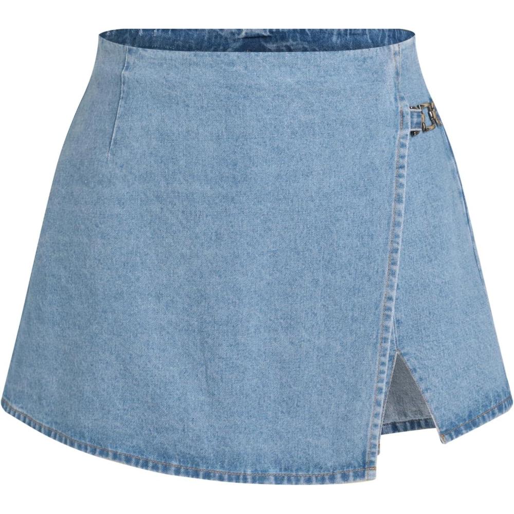 imageCIDER Denim Mid Waist Split Shorts Curve ampamp PlusDenim