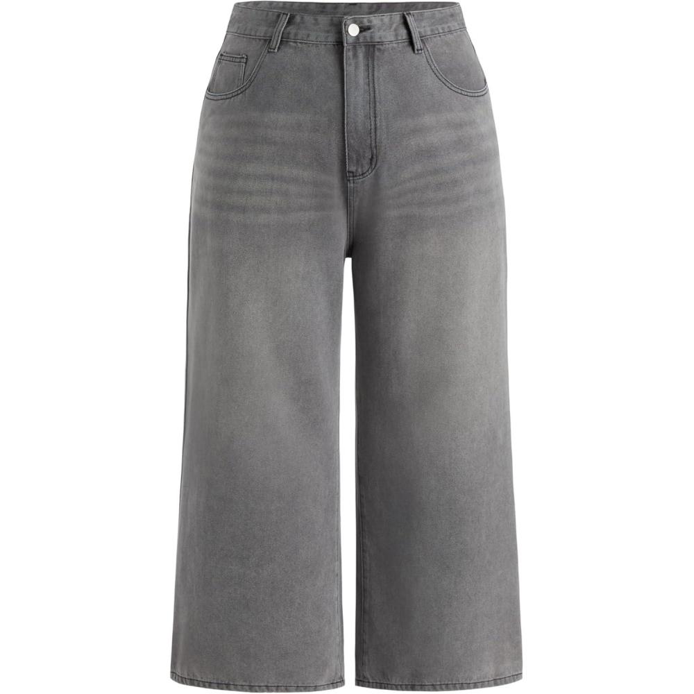 imageCIDER Denim Solid Pocket Straight Leg Jeans Curve ampamp PlusGrey