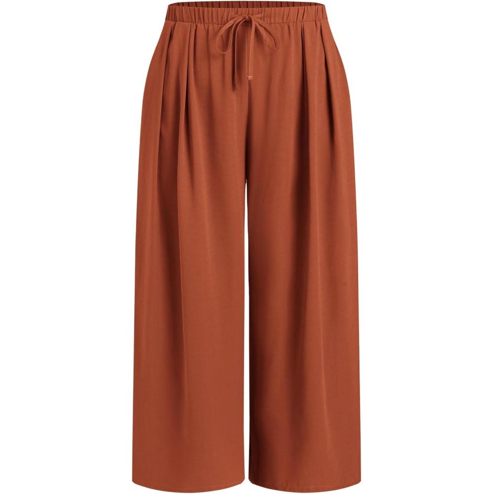 imageCIDER Elastic Waist Wide Leg Trousers Curve ampamp PlusOrange