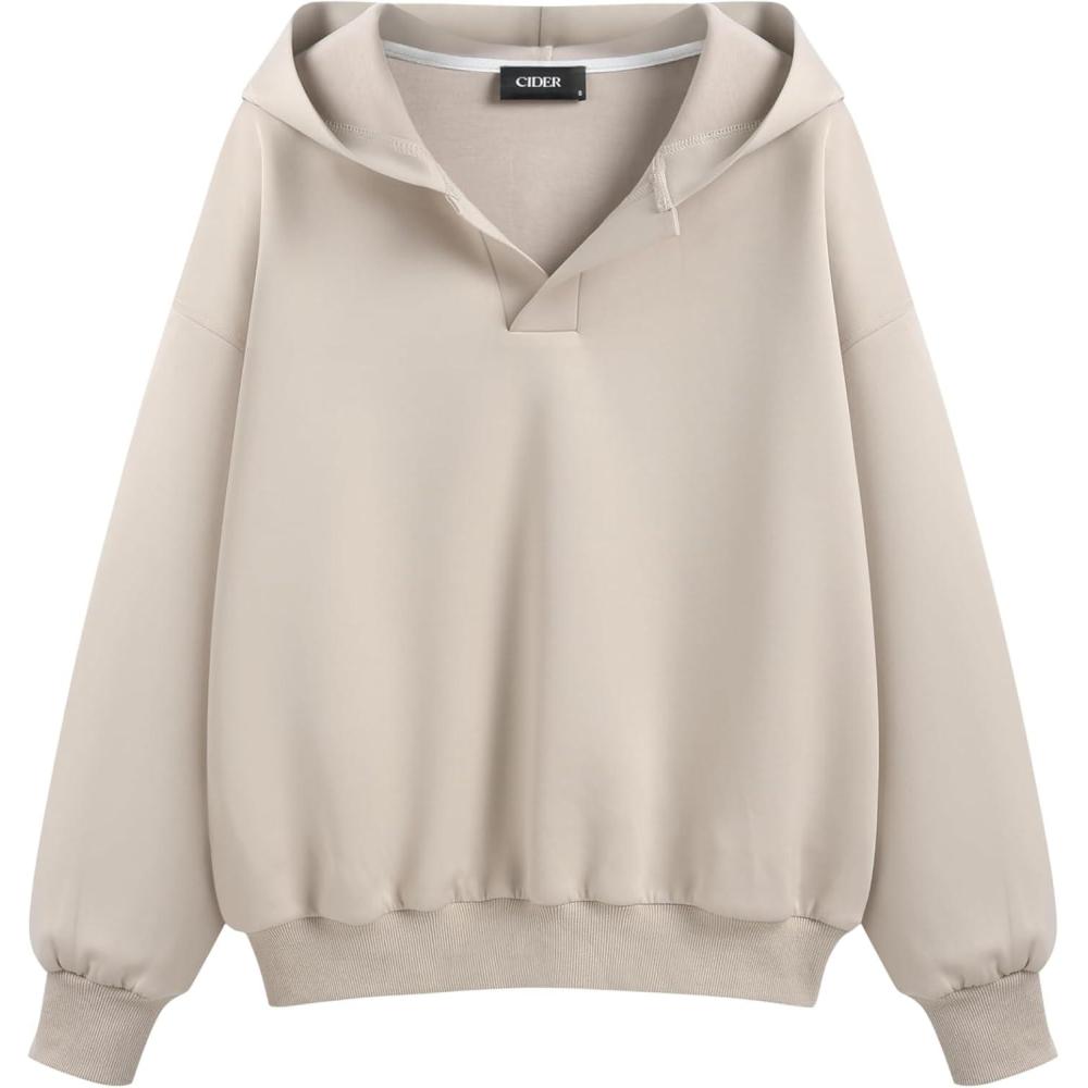 imageCIDER Jersey Hooded Solid Oversized SweatshirtKhaki