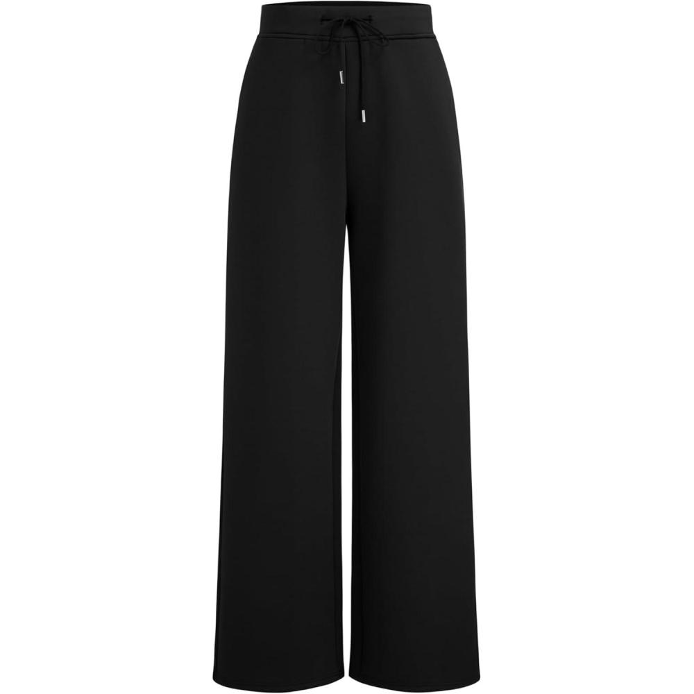 imageCIDER Mid Rise Solid Drawstring Pocket Straight Leg TrousersBlack