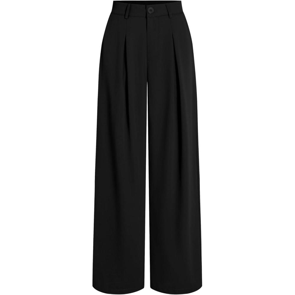 imageCIDER Milk Tea Pleated Wide Leg TrousersBlack