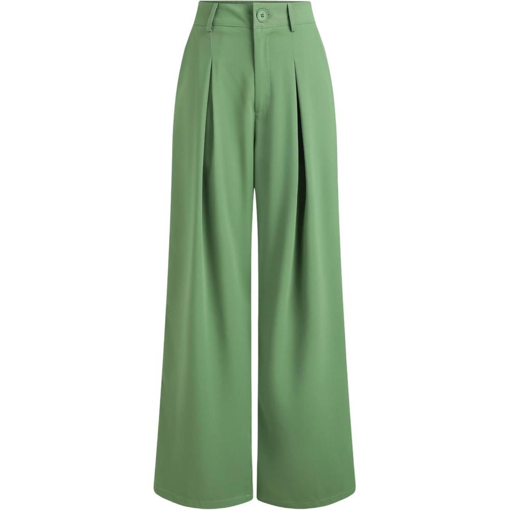 imageCIDER Milk Tea Pleated Wide Leg TrousersGreen
