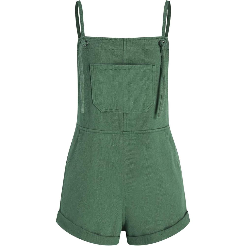 imageCIDER Overall Shorts For Women Jean Denim Rompers Adjustable Strap Loose Fit Overalls Summer Casual Outfits with PocketsGreen