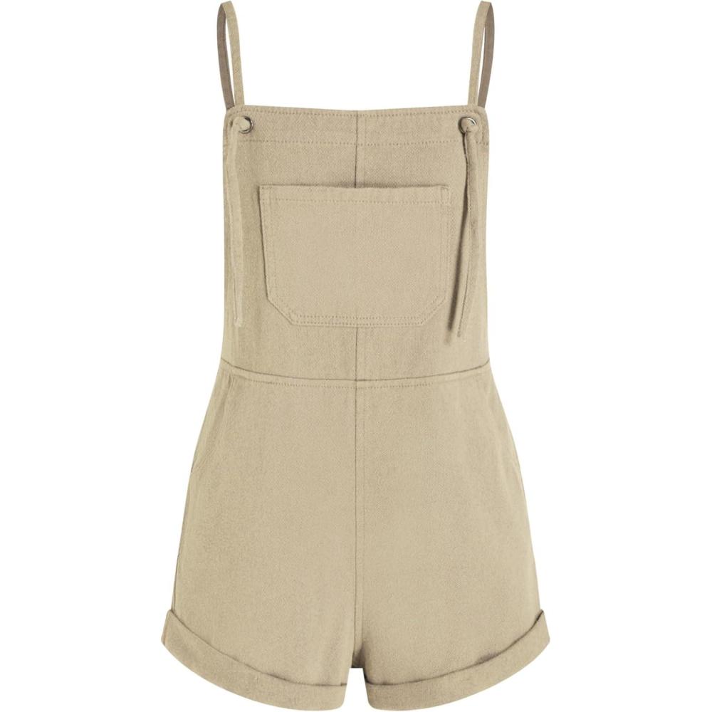 imageCIDER Overall Shorts For Women Jean Denim Rompers Adjustable Strap Loose Fit Overalls Summer Casual Outfits with PocketsKhaki