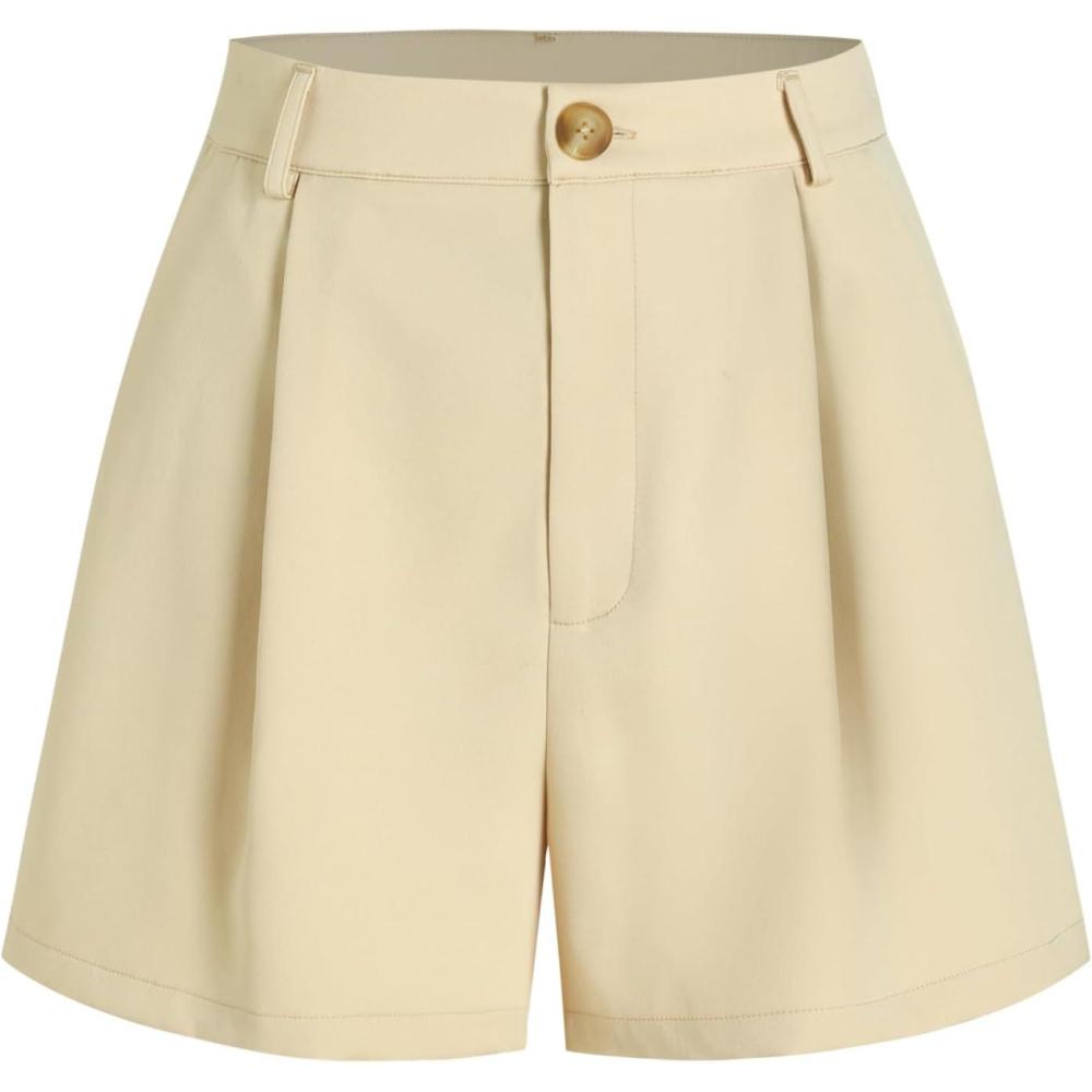 imageCIDER Pleated Button Straight Leg ShortsKhaki