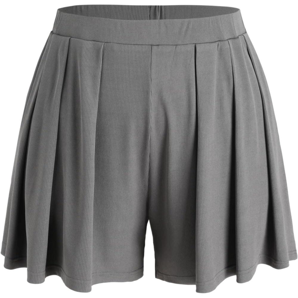 imageCIDER Plus Size Women Shorts Elastic Waist Wide Leg Flowy Shorts Lounge Summer Vacation Boho Casual OutfitsGrey