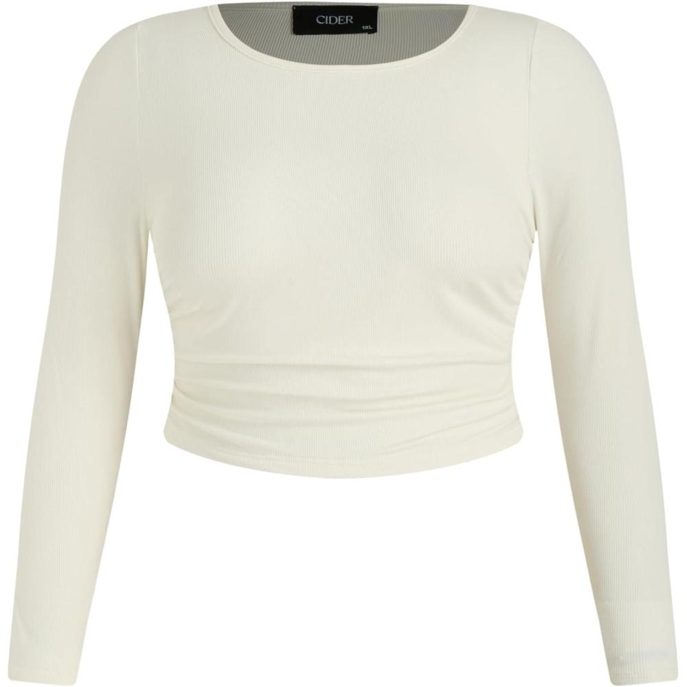 imageCIDER Ruched Long Sleeve Top Curve ampamp PlusBeige