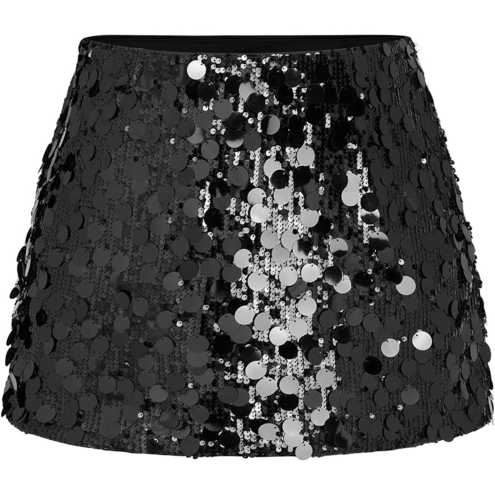 imageCIDER Sequin Mid Waist Mini Skirt Curve ampamp PlusBlack