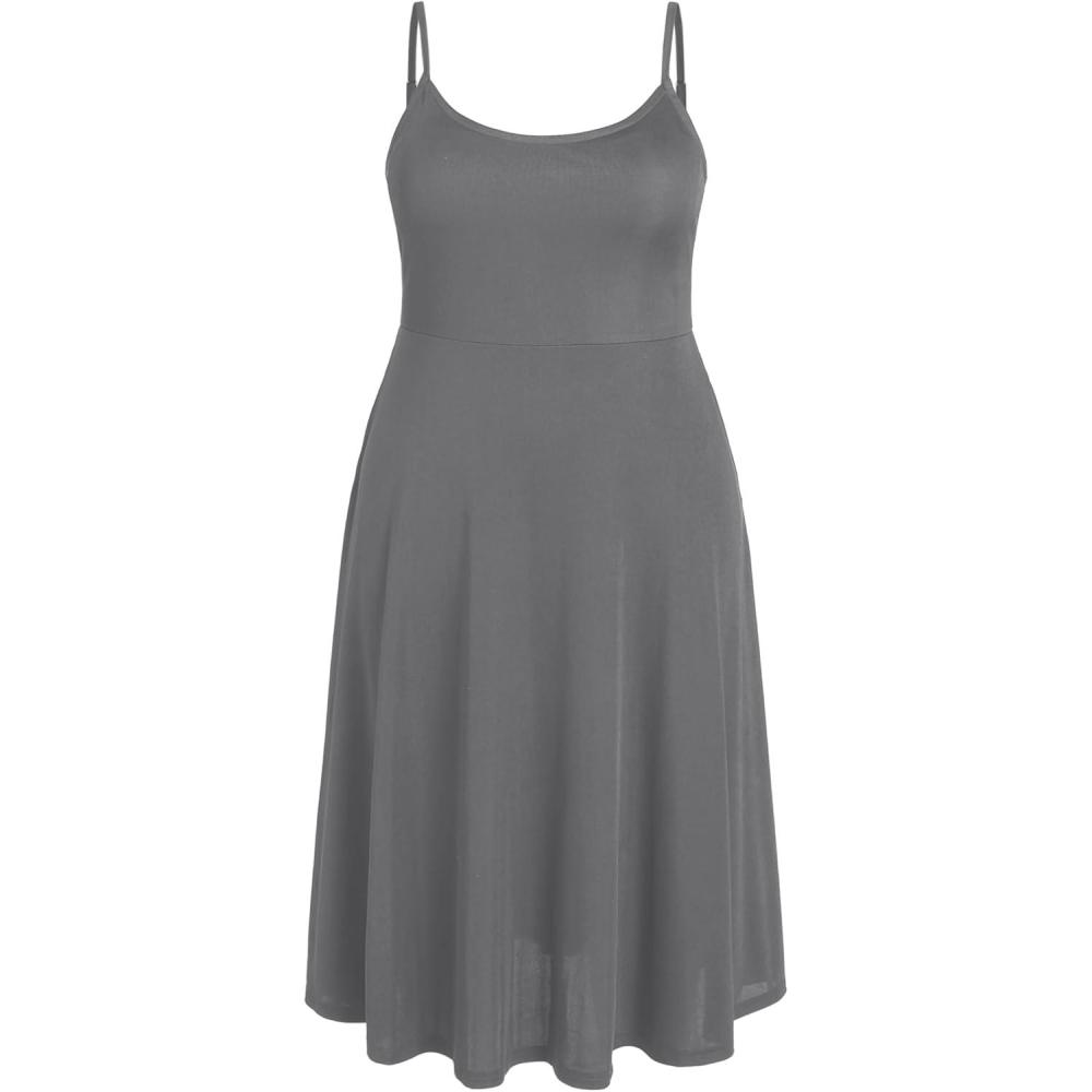 imageCIDER Solid Cami Maxi Dress Curve ampamp PlusGrey