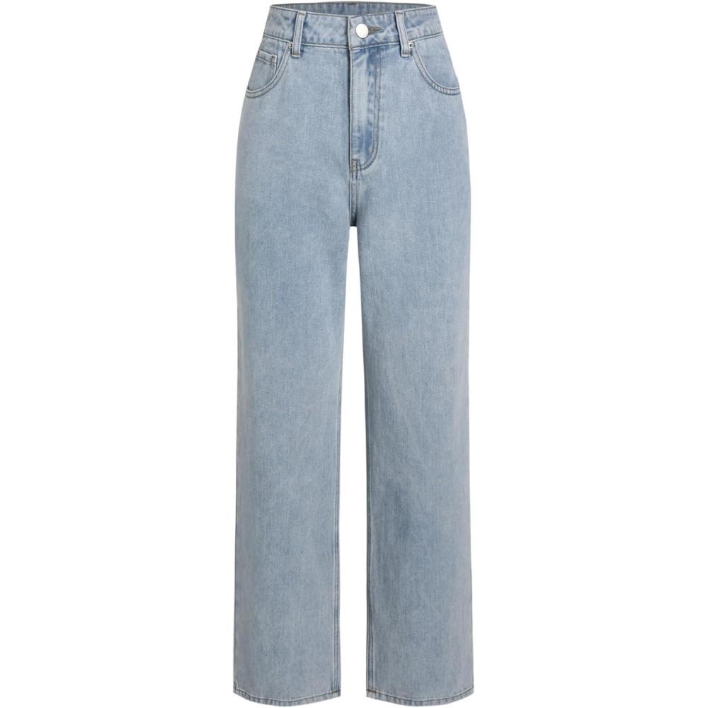 imageCIDER Solid Mid Waist Pocket Straight Leg JeansDenim