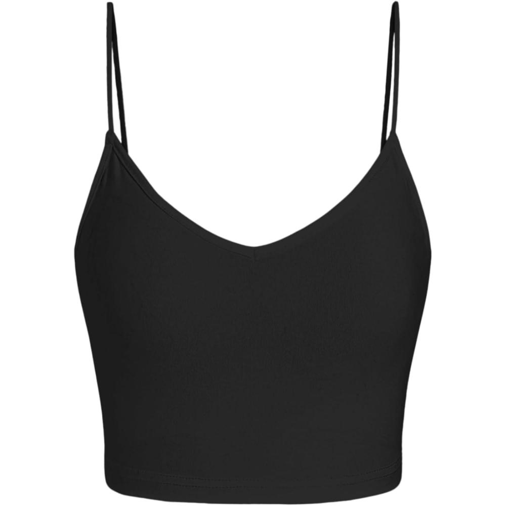 imageCIDER Solid Scoop Neckline Cami Crop TopBlack
