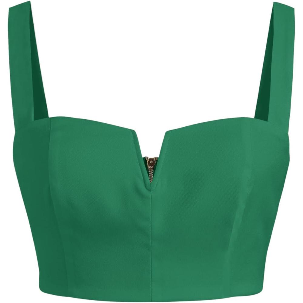 imageCIDER Solid VWire Crop Tank TopGreen